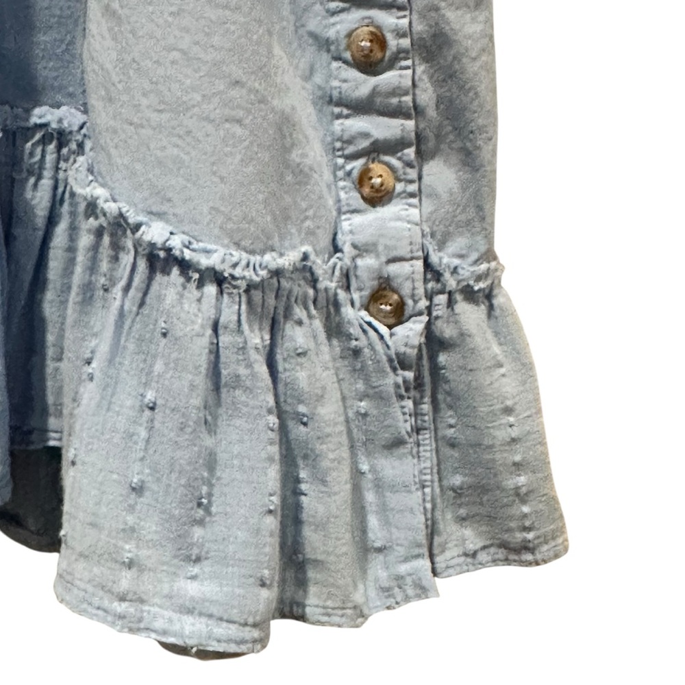 (Sold) Anthropologie Ruffle Hem Button Side Oversized Light Blue Tank Size XS - Picture 5 of 10